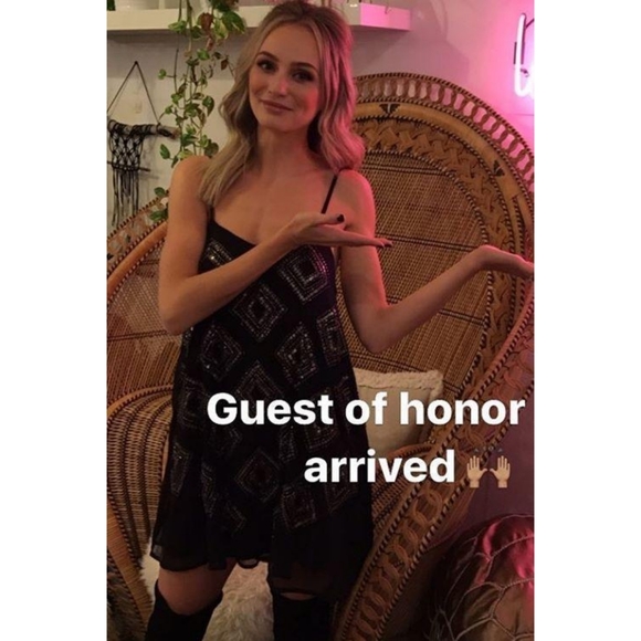 Amuse Society Black Shine On Beaded Slip Mini Dress - Picture 2 of 8